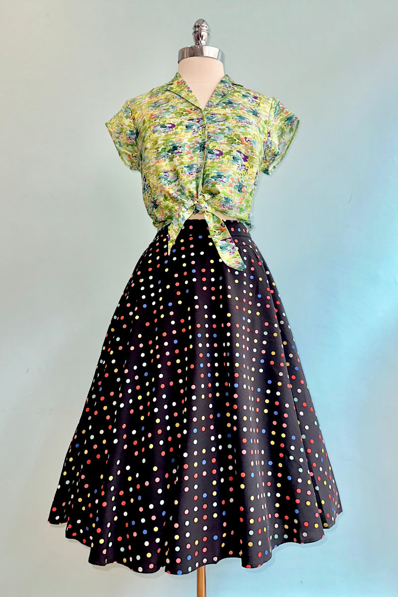 Black Multi Polka-Dot Full Skirt by Tulip B.