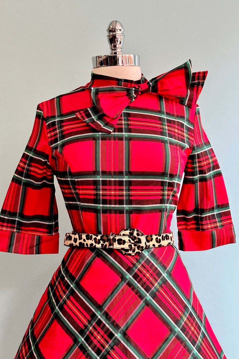 Red Plaid Bow Dress by Banned