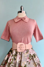 Blush Bow Collared Short Sleeve Sweater by Banned