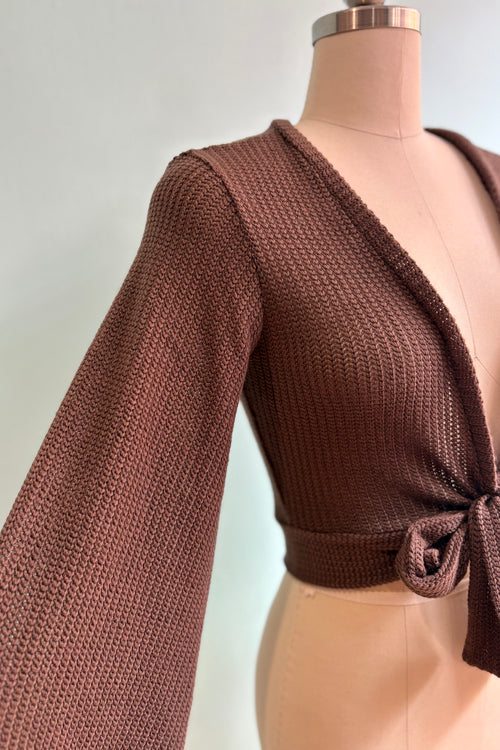 Brown Knit Grace Full Sleeve Sweet Sweater by Heart of Haute