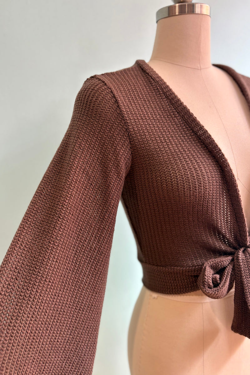 Brown Knit Grace Full Sleeve Sweet Sweater by Heart of Haute