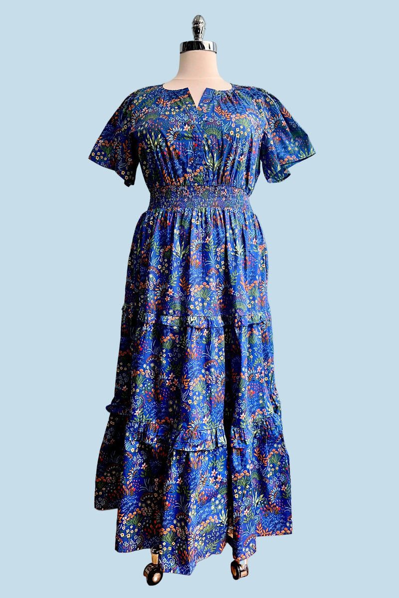 Cobalt Floral Short Sleeve Maxi Dress Modern Millie Cobalt Floral Short Sleeve Maxi Dress Modern Millie
