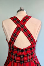 Red Plaid Irvine Pinafore Dress by Hell Bunny