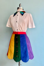 Rainbow Butterfly Collar Button Down Blouse