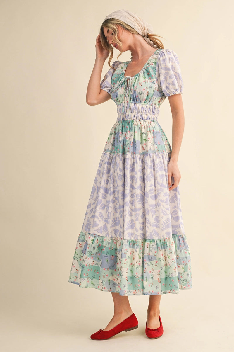 floral open back midi dress Mint Floral Open Back Midi Dress Small