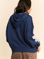 Patchwork Sweater Hoodie in Navy