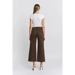 Patch Pocket Cropped Wide Leg Leopard Jeans by Mica Denim