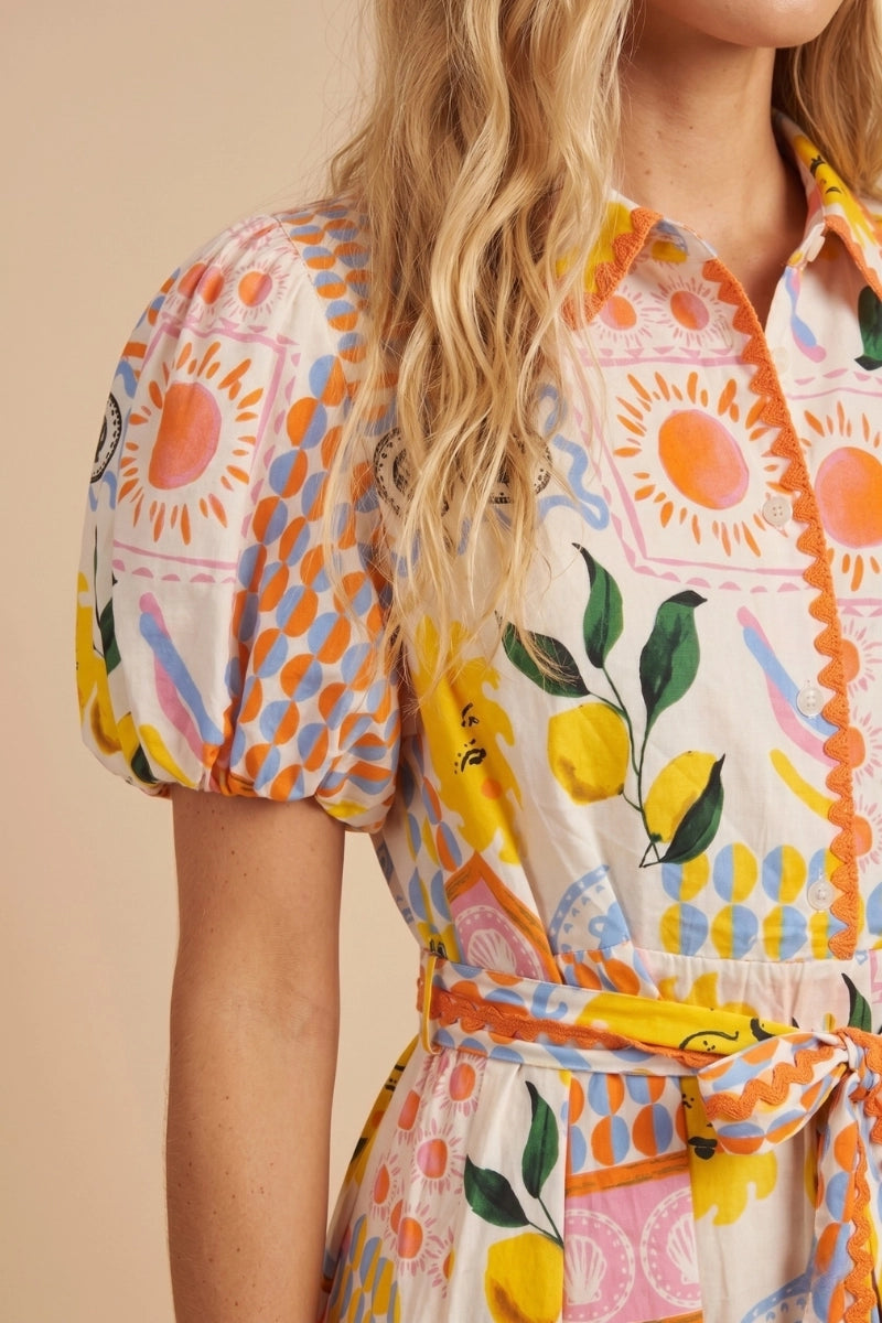 lemon print mini dress Lemon Print Puff Sleeve Mini Dress – Modern Millie