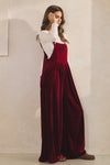 Burgundy Velvet Wide Leg Jumpsuit