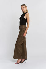 Leopard High Rise Wide Leg Jeans by Mica Denim
