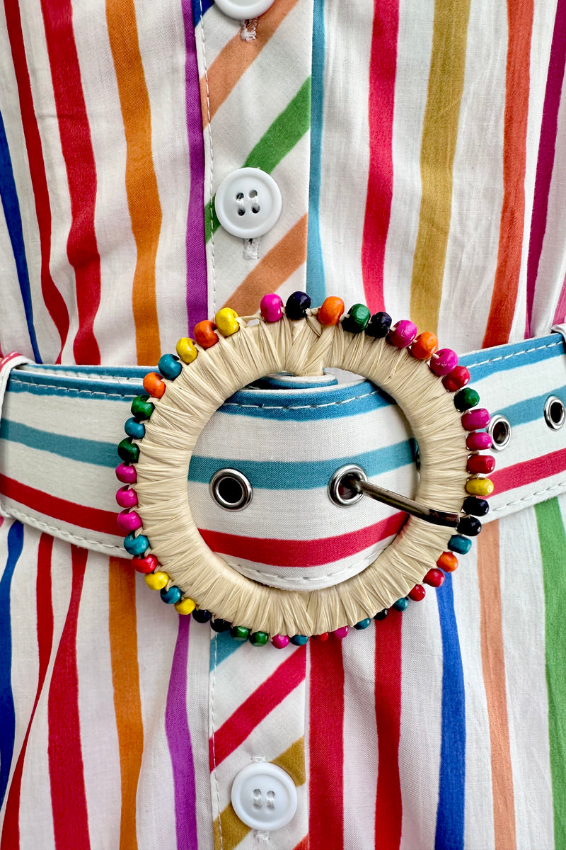 shirt dress rainbow RESORT SHIRT DRESS Rainbow Stripe Shirt Dress by KURT GEIGER LONDON