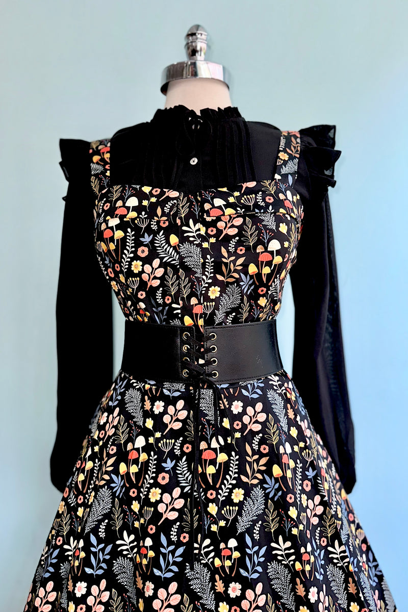 Black Ruffle Button Down Blouse by Molly Bracken