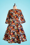 Book Print 3/4 Sleeve Rounded Neck Dress by Eva Rose