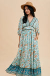 Seafoam Blue Puff Sleeve Maxi Dress