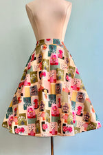 Colorful Vases Print Full Skirt by Tulip B.
