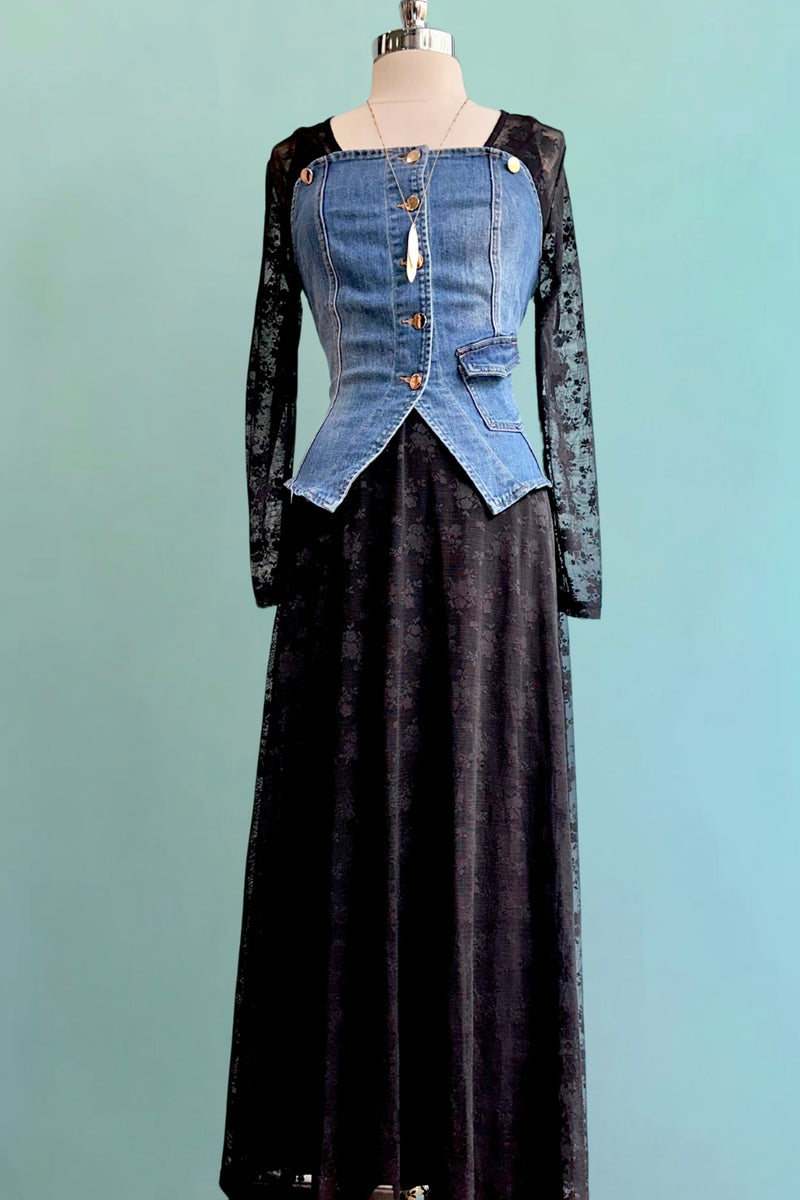 Denim Button Front Tank Vest