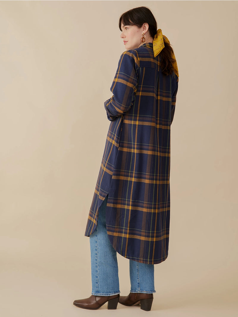 Sutton Navy and Yellow Plaid Dress by Mata Traders