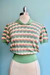 Green Scallop Stripe Hillary Pullover Top by Palava