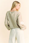 Tan Floral Long Sleeve Sweater