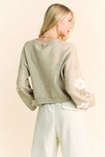 Tan Floral Long Sleeve Sweater