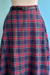 Red and Navy Plaid Midi Skirt by Lili Sidonio