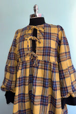 Mustard Plaid Flannel Mini Dress