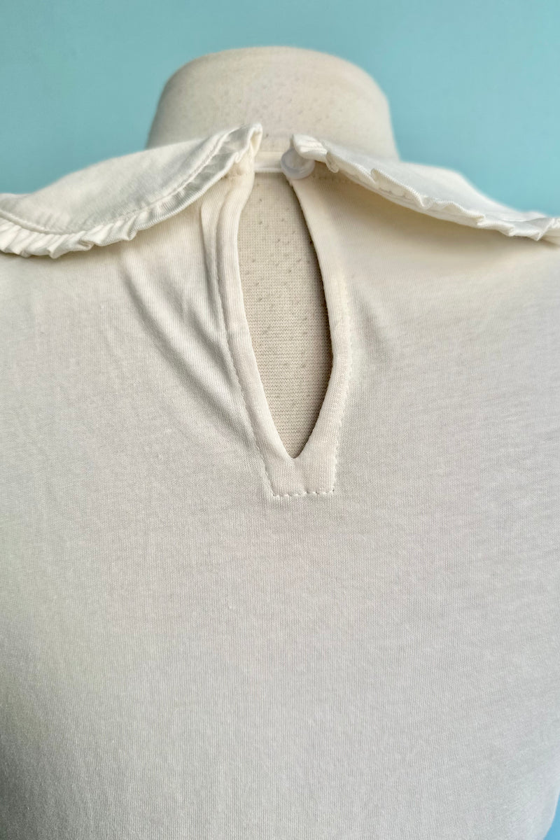 Ivory Peter pan Collar Knit Top in Ivory by Tulip B.