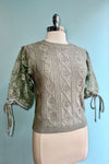 Sage Eyelet and Embroidered Sweater