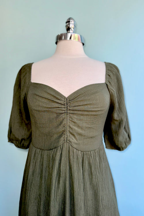 Olive Green Bronte Midi Dress