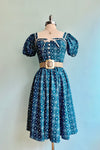 French Country Puff Sleeve Dress in Blue