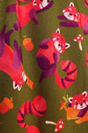 Red Pandas Green 3/4 Sleeve Dress by Miss Lulo