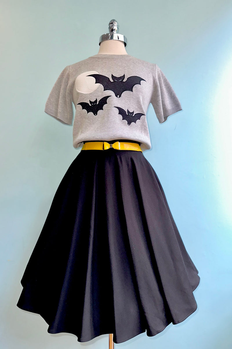 Bettie Bats Short Sleeve Grey Sweater by Astro Betty
