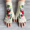 Embroidered Fox Fingerless Gloves