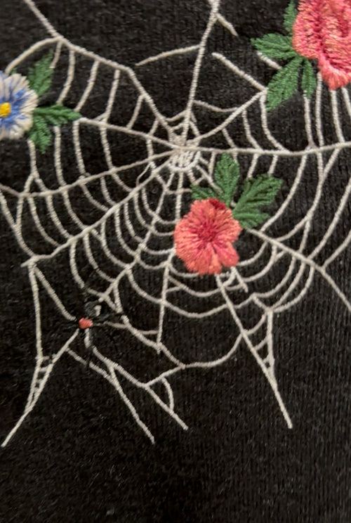 Floral Moth and Web Cardigan Sweater by Voodoo Vixen