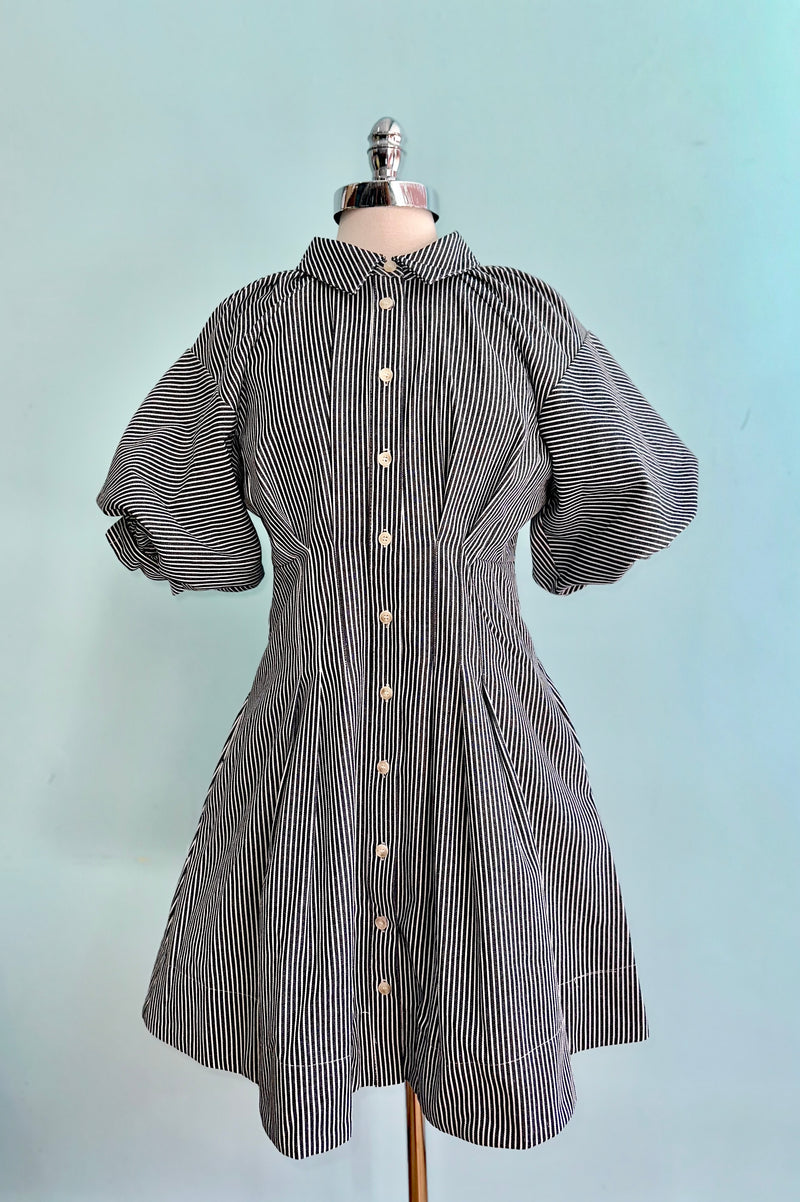 Black Striped Button Down Mini Dress – Modern Millie
