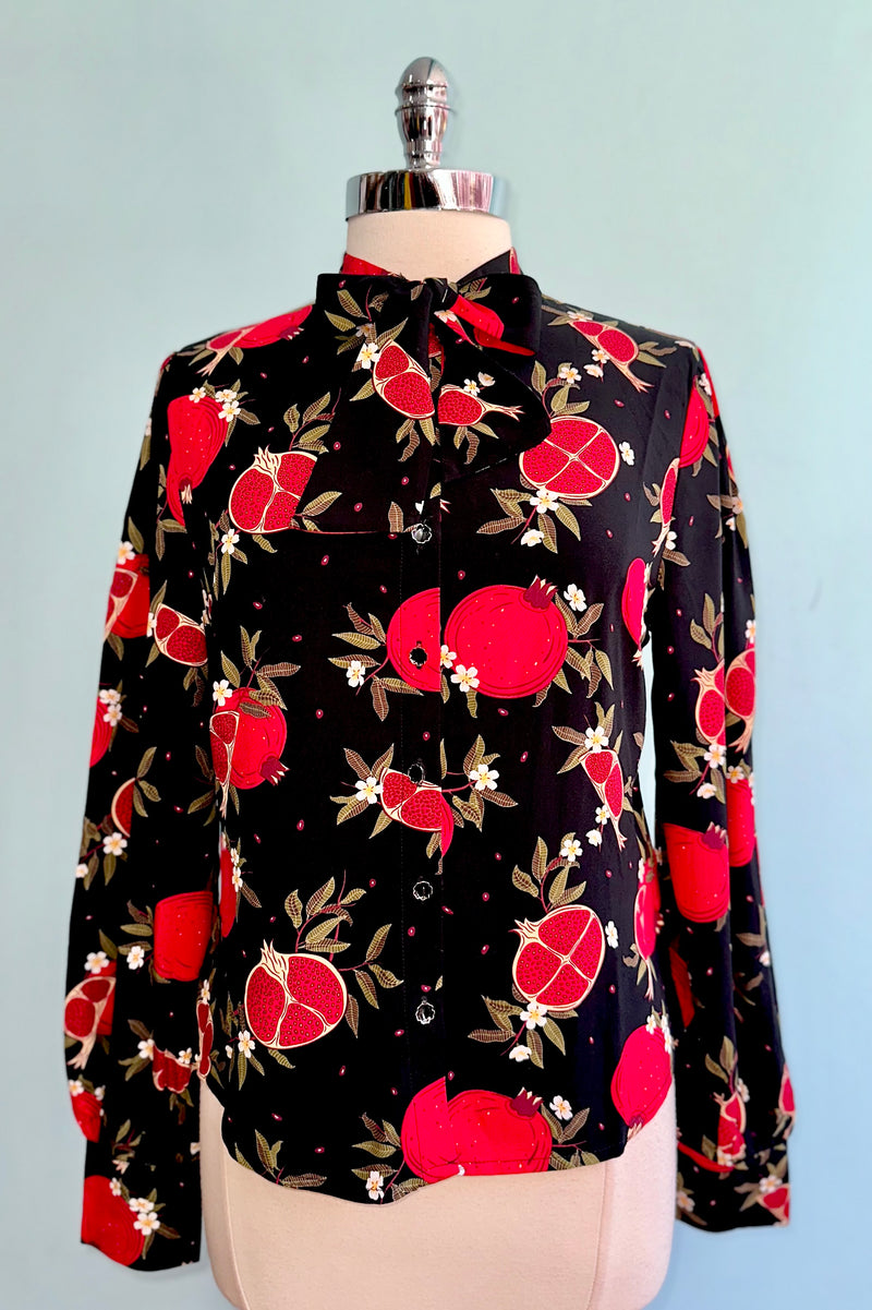 Pomegranate Tie Neck Blouse by Banned