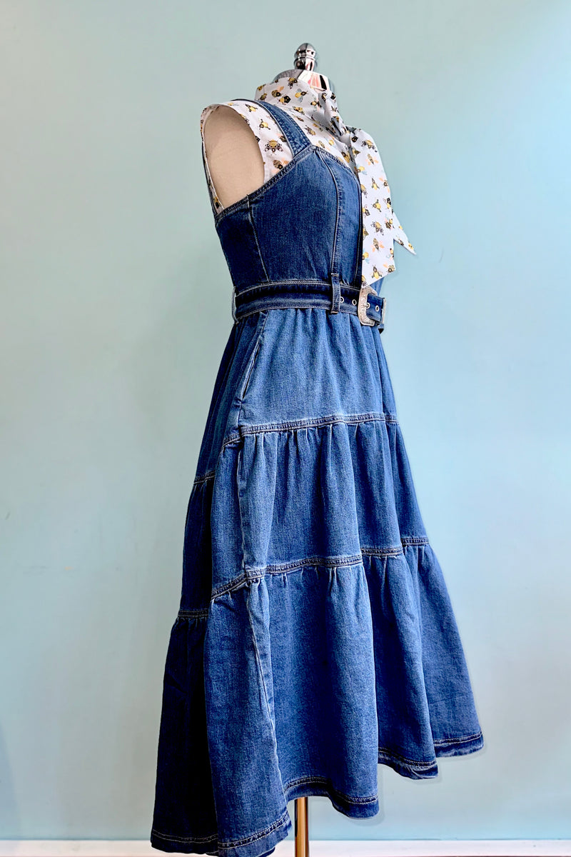 Tiered Denim Midi Dress Modern Millie Tiered Denim Midi Dress Modern Millie