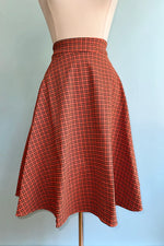 October Spooks Orange Plaid Swing Skirt by Banned