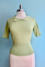 Sweet Sunny Short Sleeve Sweater in Light Green by Banned