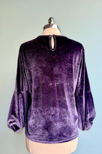 Purple Velvet Balloon Sleeve Top by Compania Fantastica