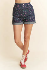 Denim and Floral Shorts
