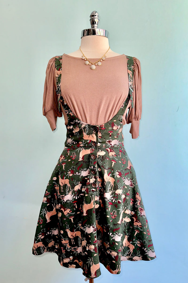 Woodland Creatures Pinafore Skirt by Banned