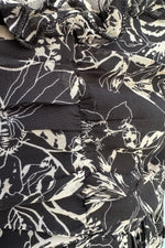 Black and White Ruffle Trim Midi Dress