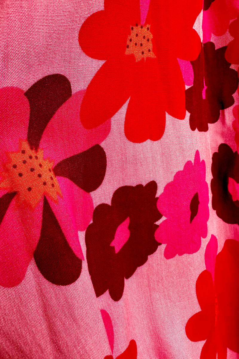 Pink Floral Smocked Surplice Bodice Midi Dress