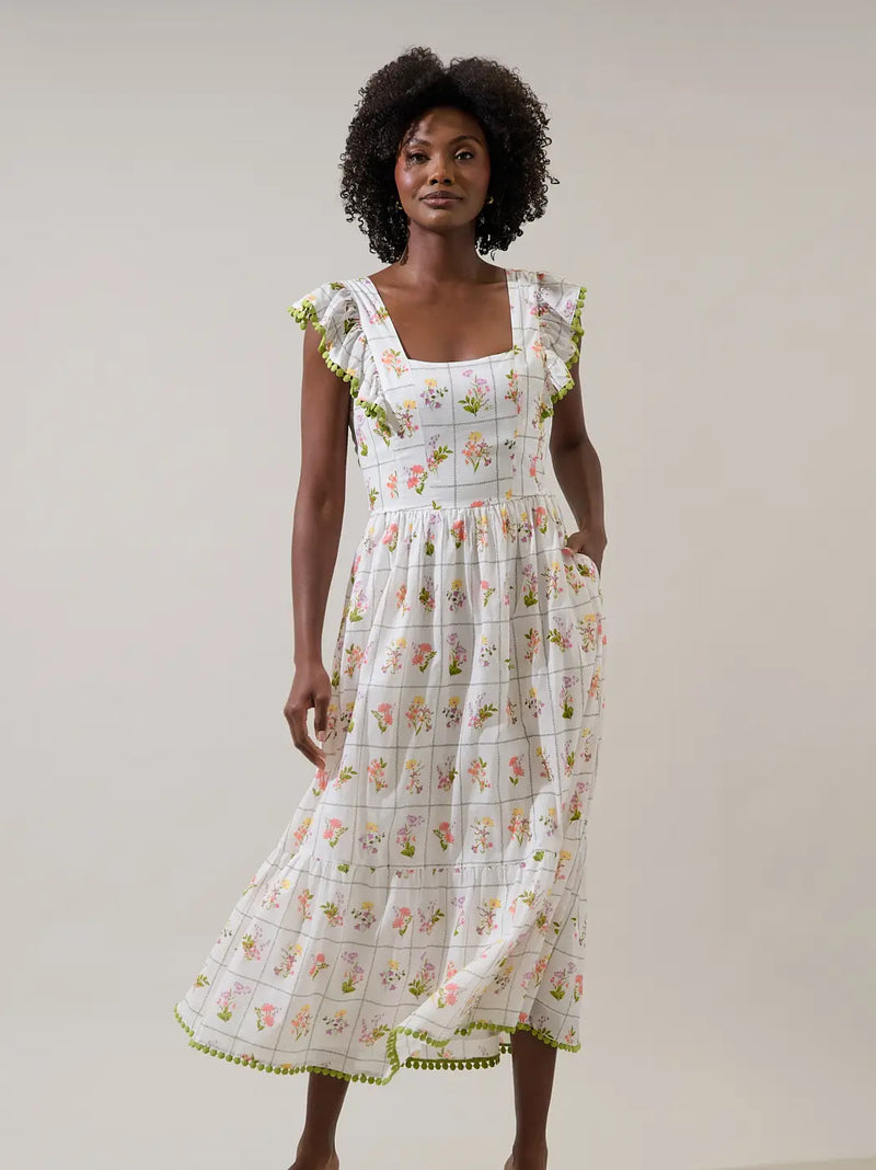 wildflower midi dress Check and Wildflower Tie Back Midi Dress – Modern Millie