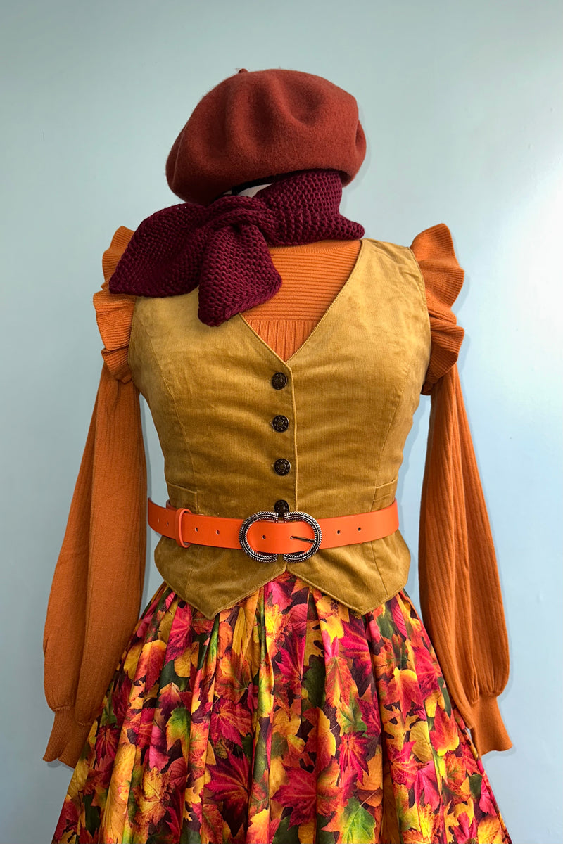 Mustard Corduroy Button-Up Vest by Voodoo Vixen