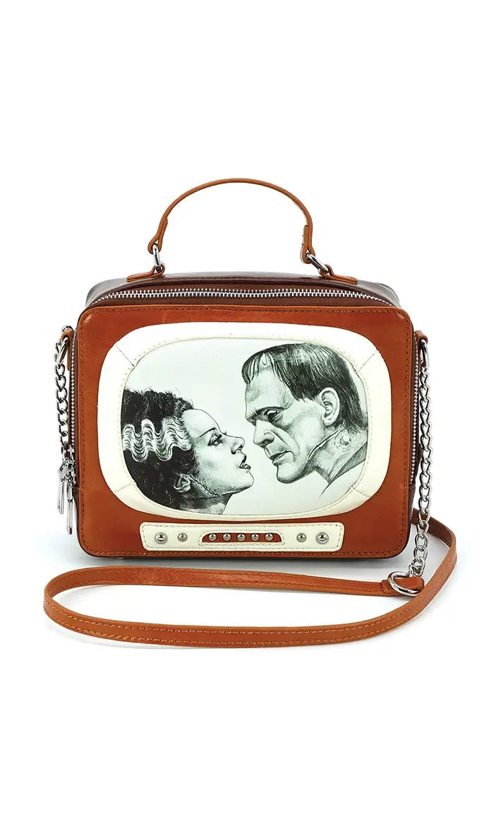 Glow in the Dark Frankenstein and Bride TV Set Handbag