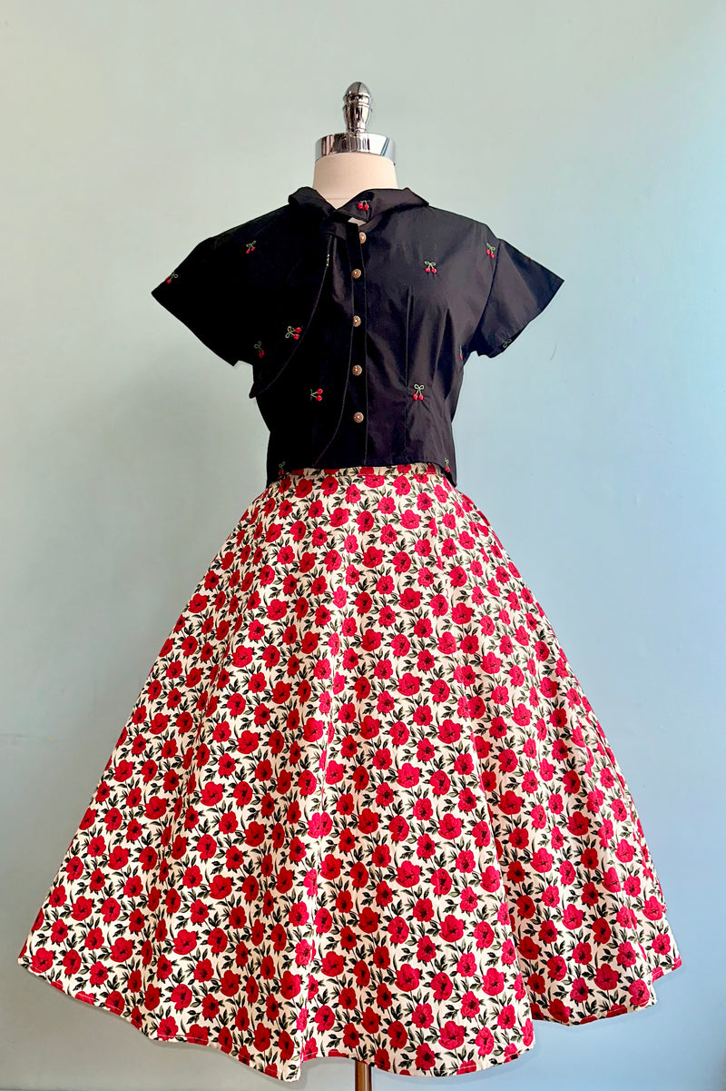 Red Floral Full Skirt by Tulip B.