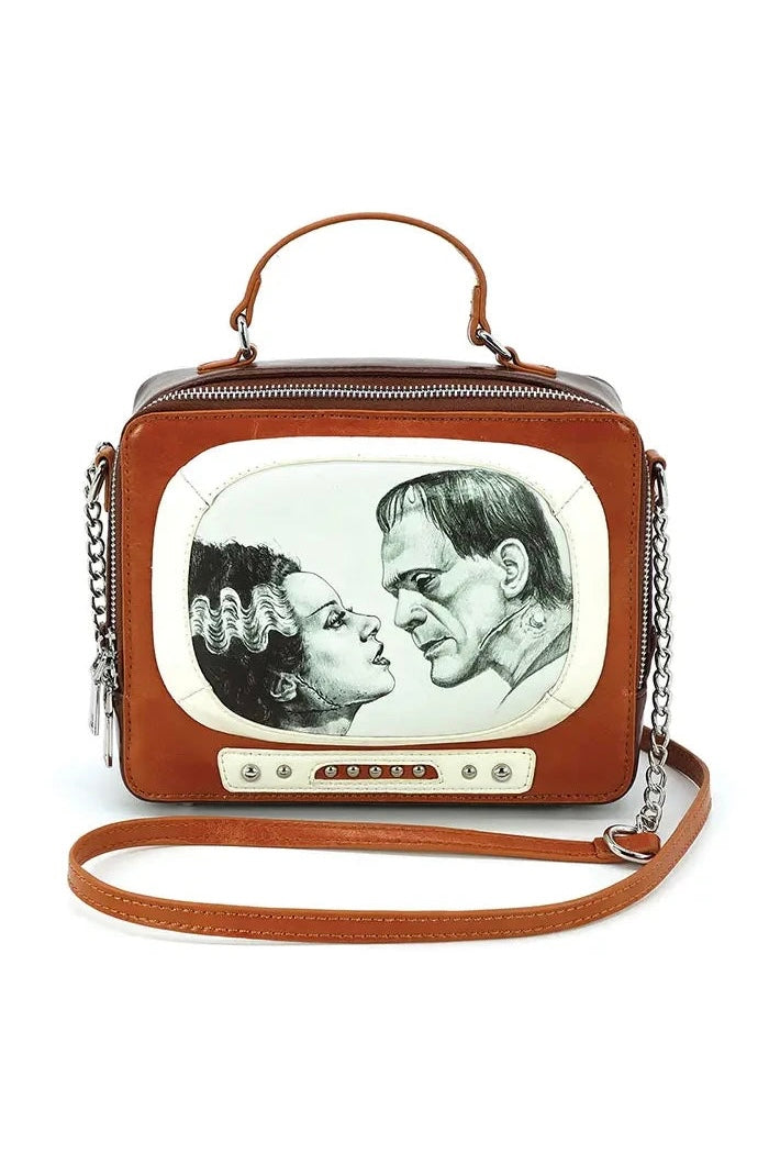 Glow in the Dark Frankenstein and Bride TV Set Handbag