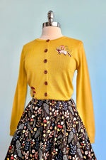 Woodland Mushroom Cardigan in Mustard by Banned